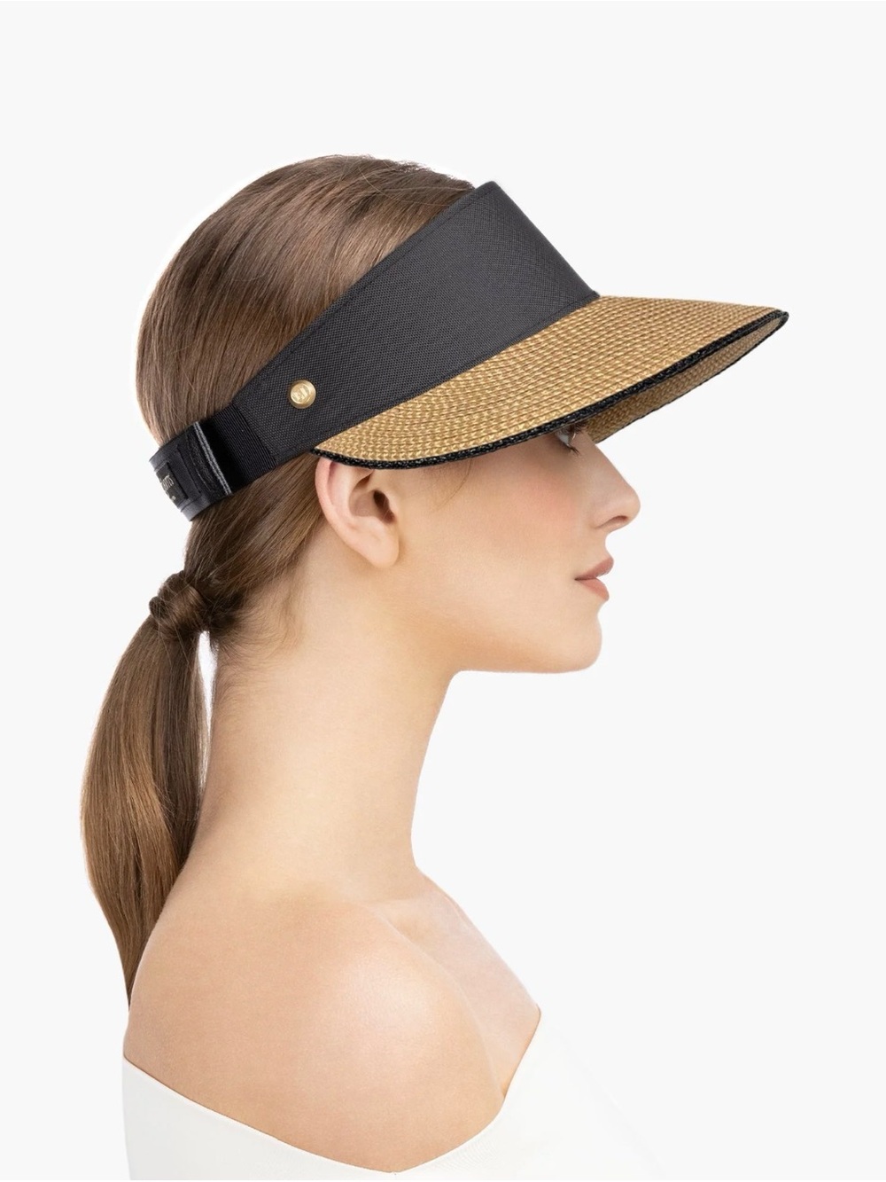 Eric Javits Black & Natural Straw Visor